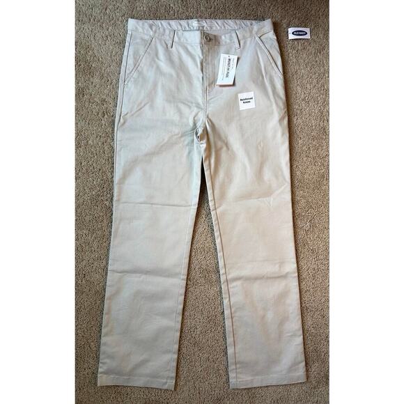 NWT Old Navy Straight Ultimate Built-In Flex Chino Pants Stone Boys Plus Size 14 - Picture 2 of 8